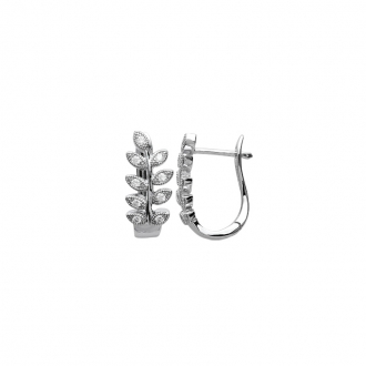 Boucles d'oreilles Carador créoles ovales motif laurier argent 925/000 et oxydes de zirconium