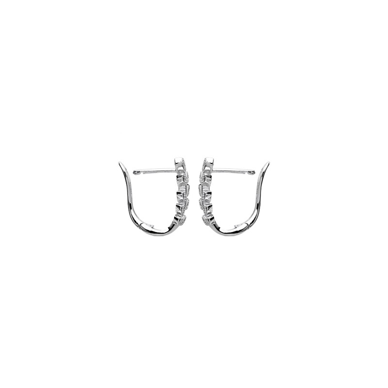 Boucles d'oreilles Carador créoles ovales motif laurier argent 925/000 et oxydes de zirconium