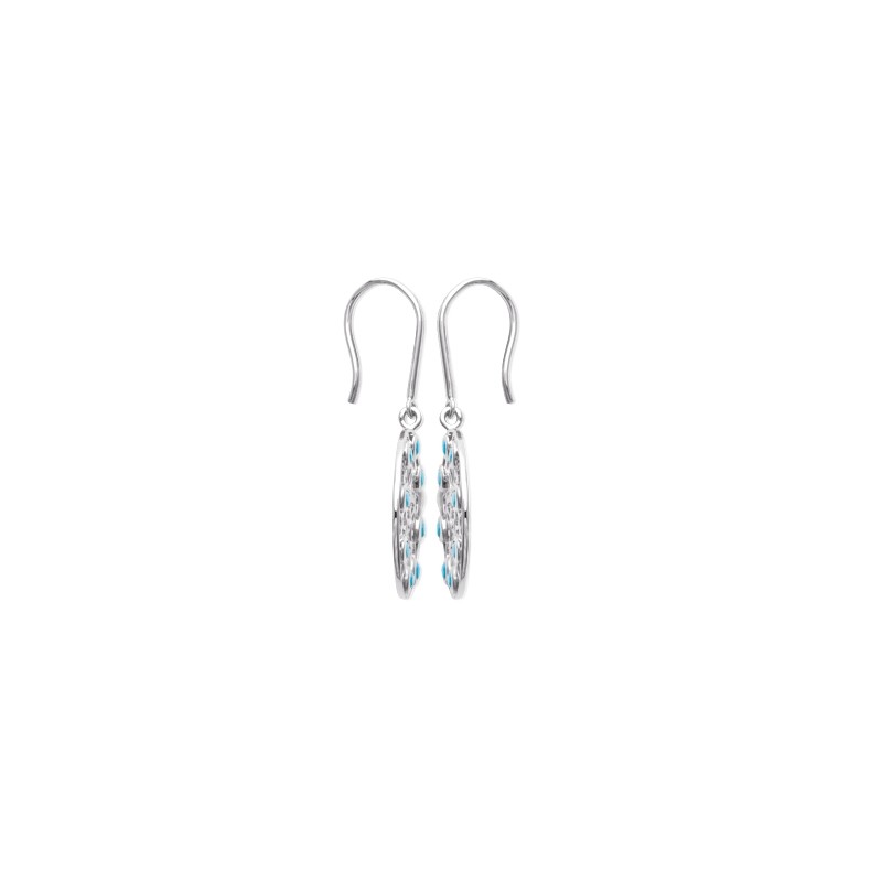 Boucles d'oreilles Carador pendantes rondes motif ethnique argent 925/000 et turquoises