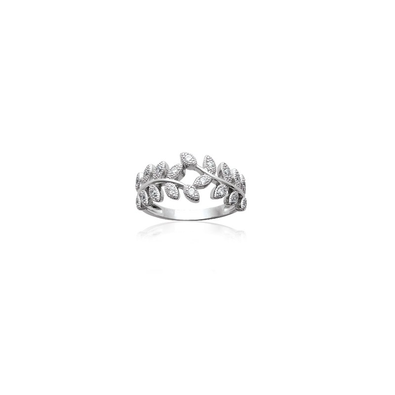 Bague Carador laurier argent 925/000 et oxydes de zirconium