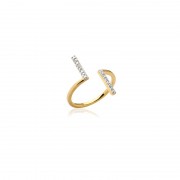 Bague ouverte Carador Minimaliste plaqué or et oxydes de zirconium Bague ouverte Carador Minimaliste plaqué or et oxydes de zirconium