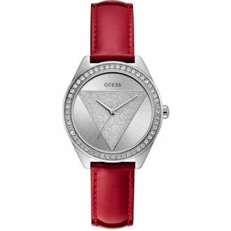 Montre Femme Guess Tri Glitz cuir verni rouge W0884L1