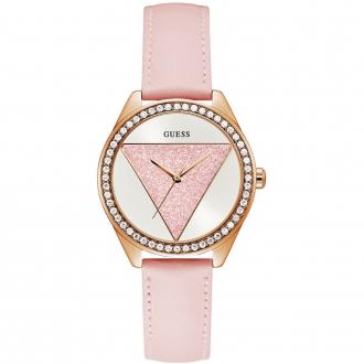 Montre Femme Guess Tri Glitz cuir verni rose W0884L6