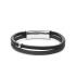 Bracelet double Homme Fossil vintage casual cuir gris JF02829040