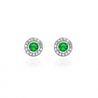 Boucles d'oreilles Femme Carador collection éternelle en argent 925/000, zircons et verre vert