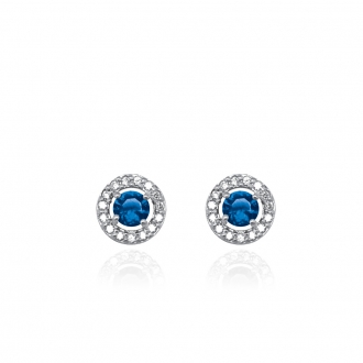 Boucles d'oreilles Femme Carador collection éternelle en argent 925/000, zircons et verre bleu