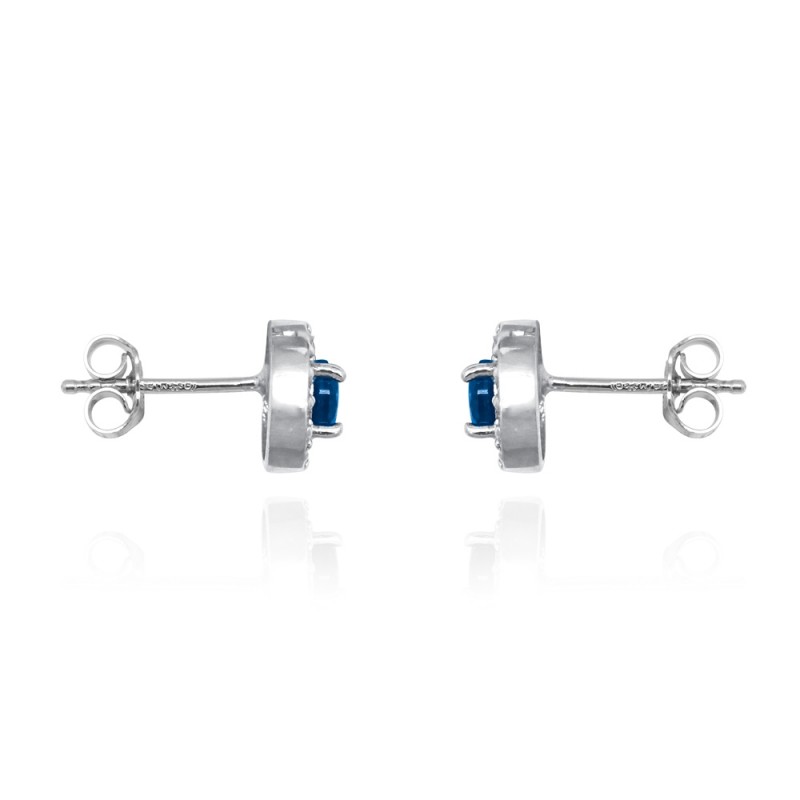 Boucles d'oreilles Femme Carador collection éternelle en argent 925/000, zircons et verre bleu