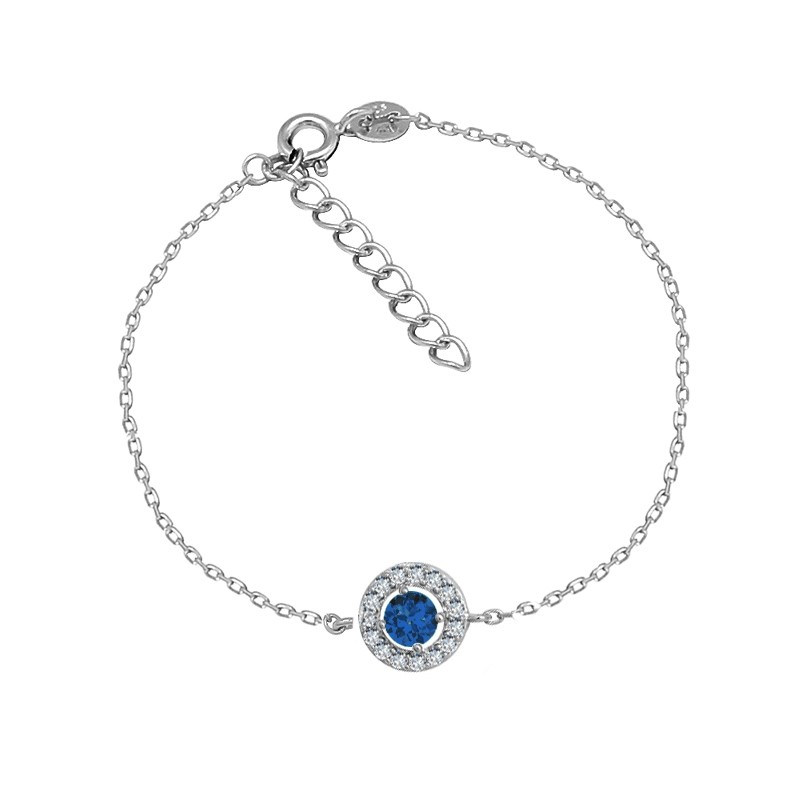 Bracelet Carador Etincelle Argent 925/000e, oxydes de zirconium et verre bleu