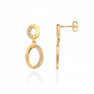 Boucles d'oreilles Carador double ovales plaqué or 22EP141CZ