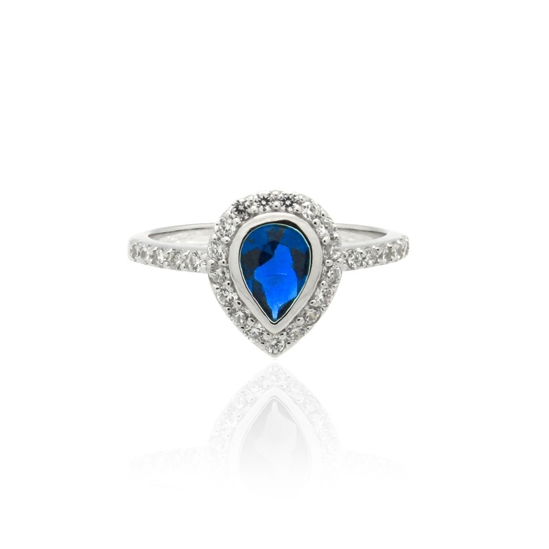 Bague Femme Carador goutte baroque argent 925/000, zircon et verre bleu RRS00281BL-54