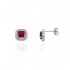 Boucles d'oreilles Femme Carador carré baroque argent 925/000, zircons et verre rouge RES00552RU