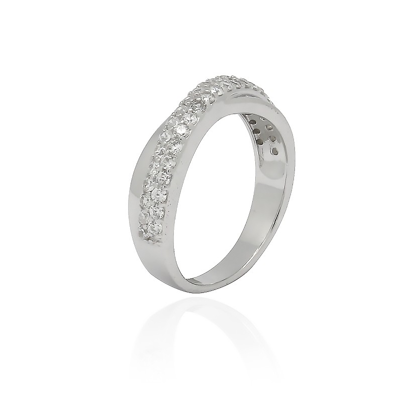 Bague Femme Carador anneaux croisés argent 925/000 et oxydes de zirconium RRS00226