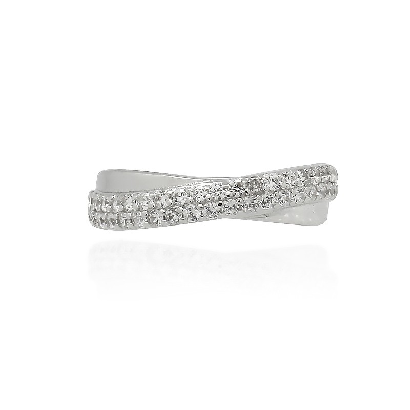 Bague Femme Carador anneaux croisés argent 925/000 et oxydes de zirconium RRS00226