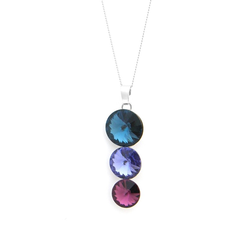 Collier Indicolite icochet cristal bleu et mauve CO-RICO-207