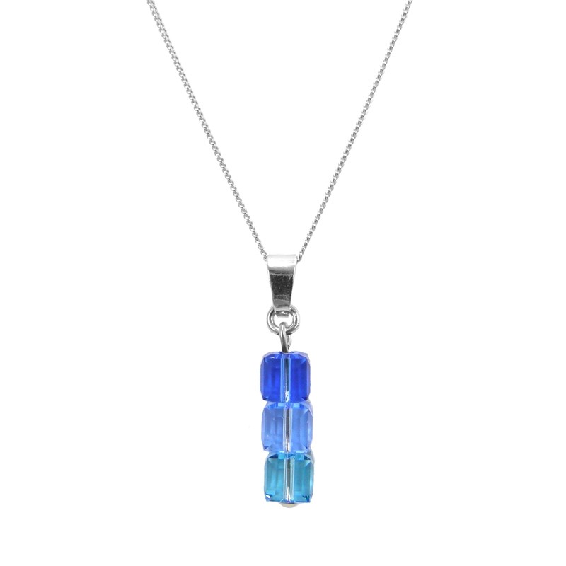 Pendentif Indicolite 3 carre cristal bleu PE-3CARRE-206