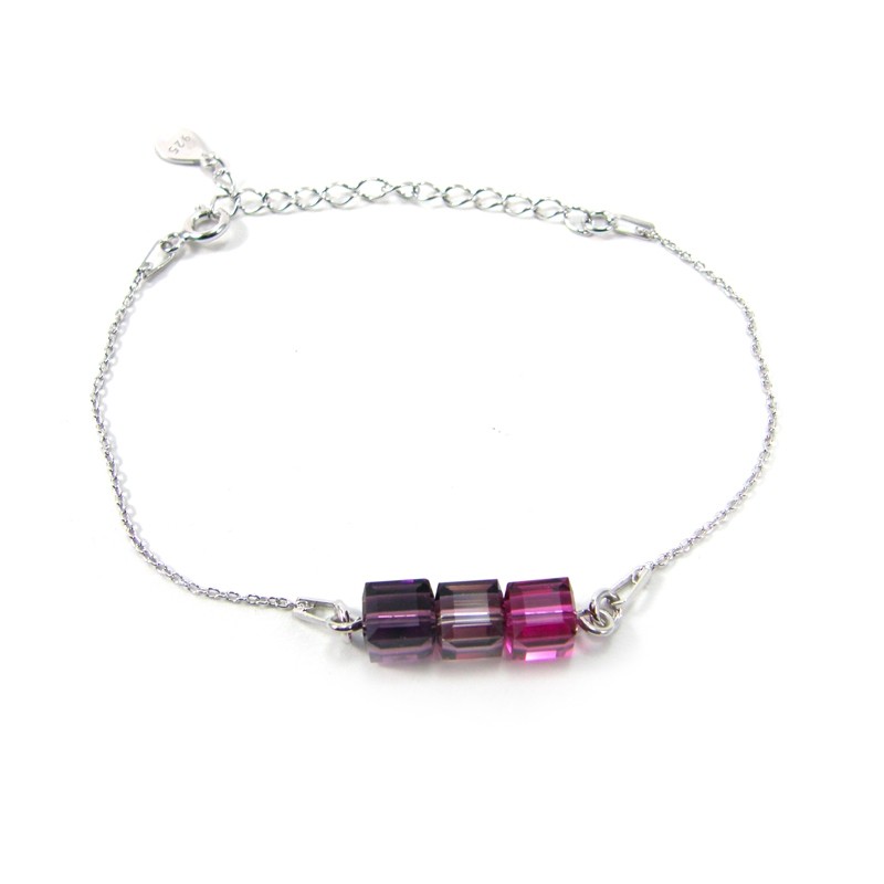 Bracelet Indicolite Pixel 3 carre cristal violet BR-3CARRE-204