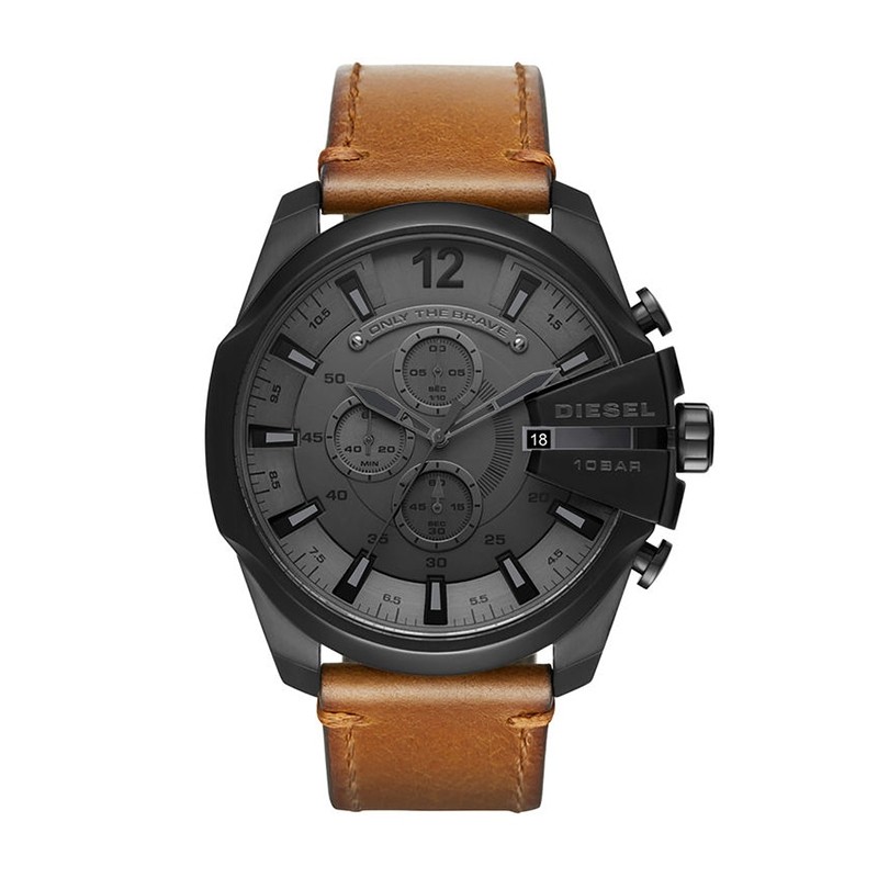 Montre Homme Diesel Mega Chief cuir brun DZ4463