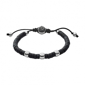 Bracelet Homme Diesel perles d'agathe noires DX1121040