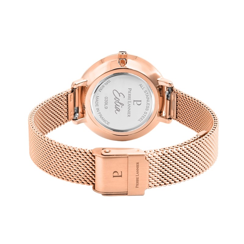 Montre femme Pierre Lannier Eolia acier milanais doré rose 039L968