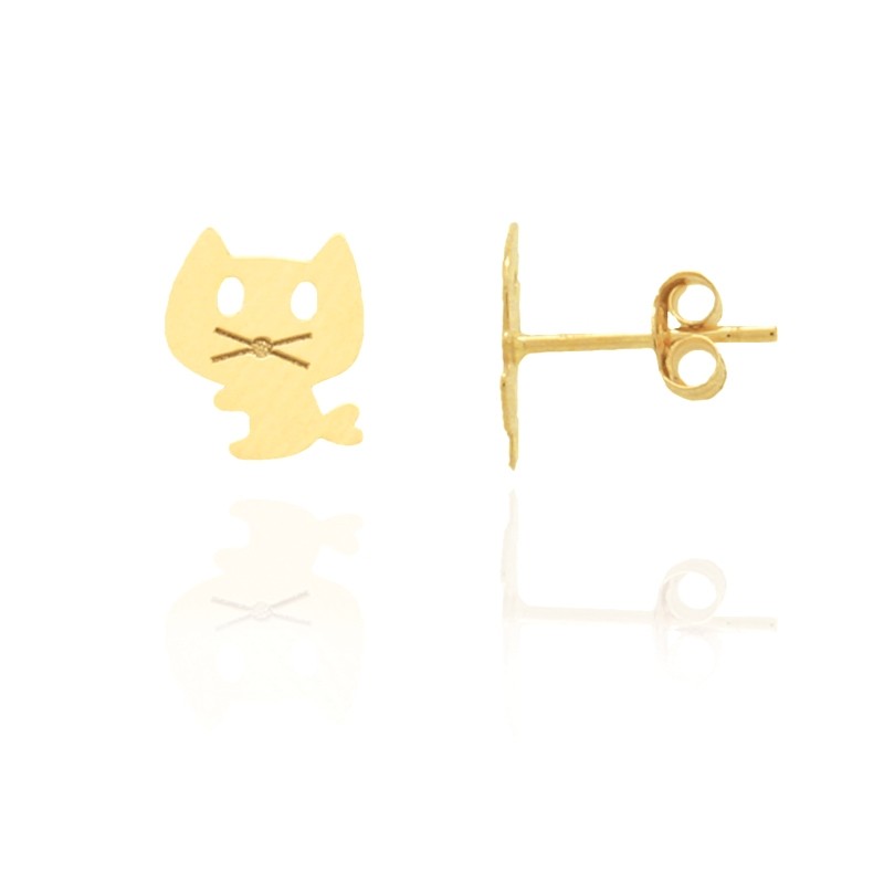 Boucles D Oreilles Carador Motif Chat Or Jaune 375 000e