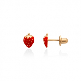 Boucles d'oreilles enfants Carador motif fraise or jaune 375/000