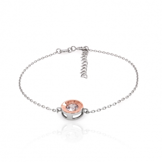 Bracelet souple Carador argent 925/000 blanc et rose et oxydes de zirconium