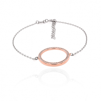Bracelet souple Silver Pop cercle argent 925/000 blanc et rose et oxydes de zirconium