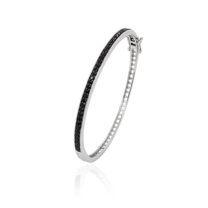 Bracelet jonc Carador argent 925/000 et oxydes de zirconium noirs