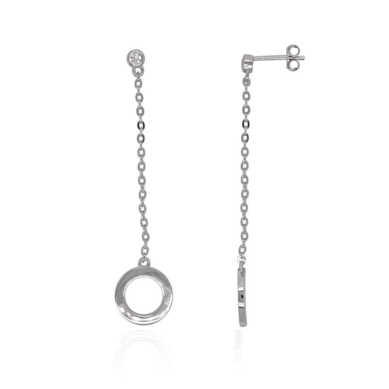 Boucles d'oreilles Carador pendantes cercle Argent 925/000e Oxydes de zirconium