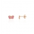 Boucles d'oreilles enfant Carador papillon or jaune 375/000 et laque rose