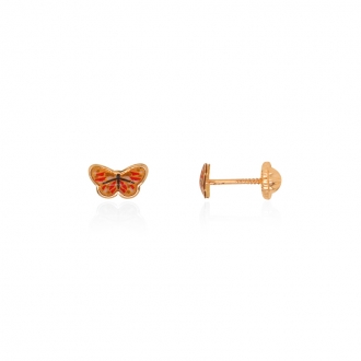 Boucles d'oreilles enfant Carador papillon or jaune 375/000 et laque jaune