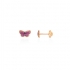 Boucles d'oreilles enfant Carador papillon or jaune 375/000 et laque rose et violet