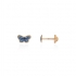 Boucles d'oreilles enfant Carador papillon or jaune 375/000 et laque bleue