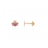 Boucles d'oreilles enfant Carador papillon or jaune 375/000 et laque rose et rouge