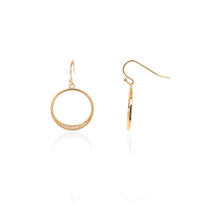 Boucles d'oreilles Carador cercle empierré plaqué or et oxydes de zirconium 22EU0700CZ