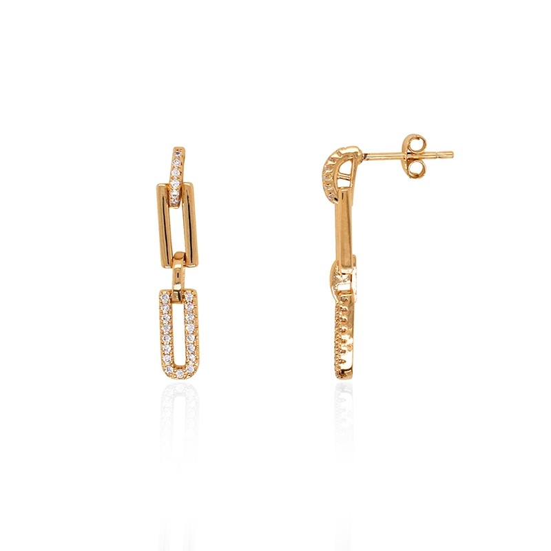 Boucles d'oreilles pendantes Carador rectangles plaqué or et oxydes de zirconium 22EV0160CZ