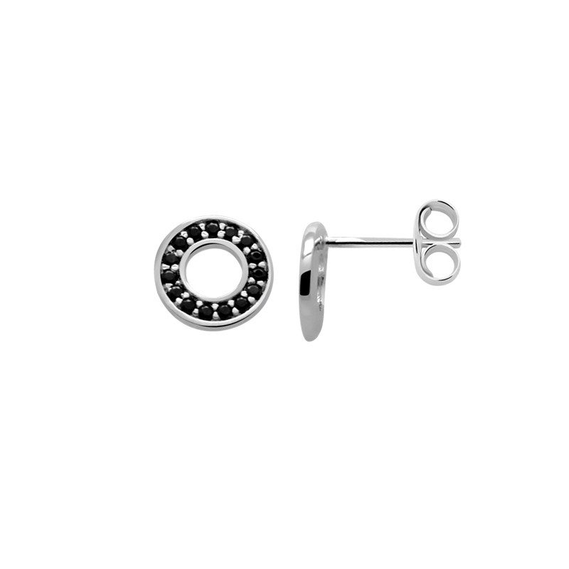 Boucles d'oreilles femmes Carador sphère en argent 925/000 et oxydes de zirconium noirs