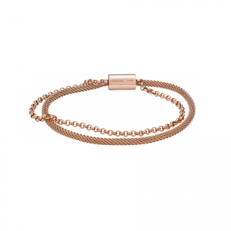 Bracelet Fossil Double chaine Acier Doré rose