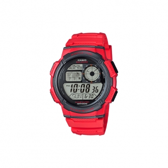 Montre Casio rouge world time illuminator