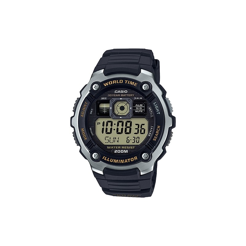 Montre Casio world time noire avec cadran noir