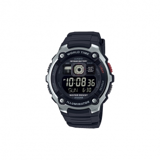 Montre casio world time bouton rouge