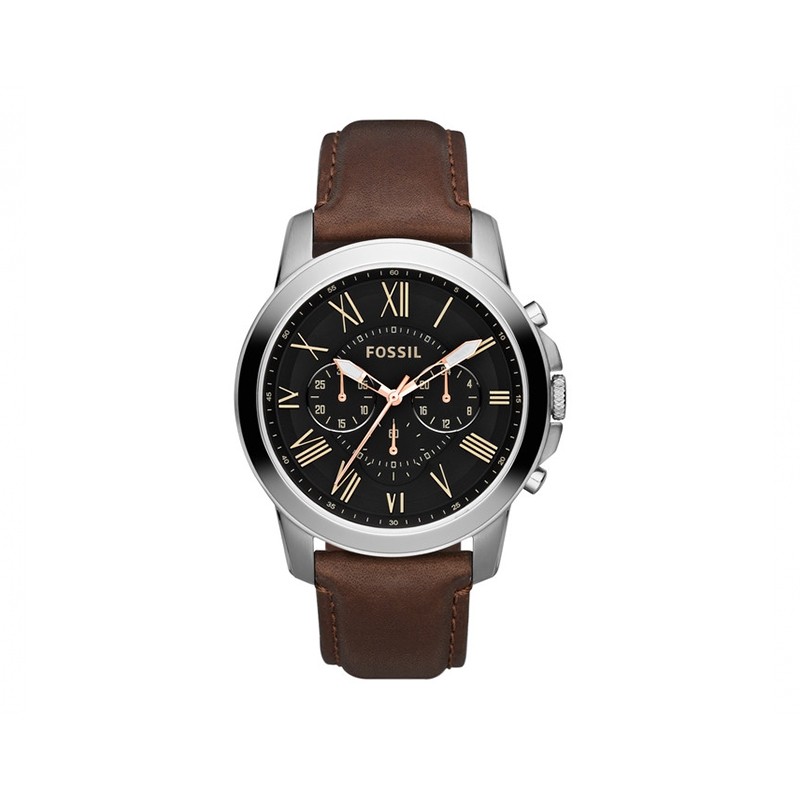 Montre Fossil Grant Chrono cuir marron