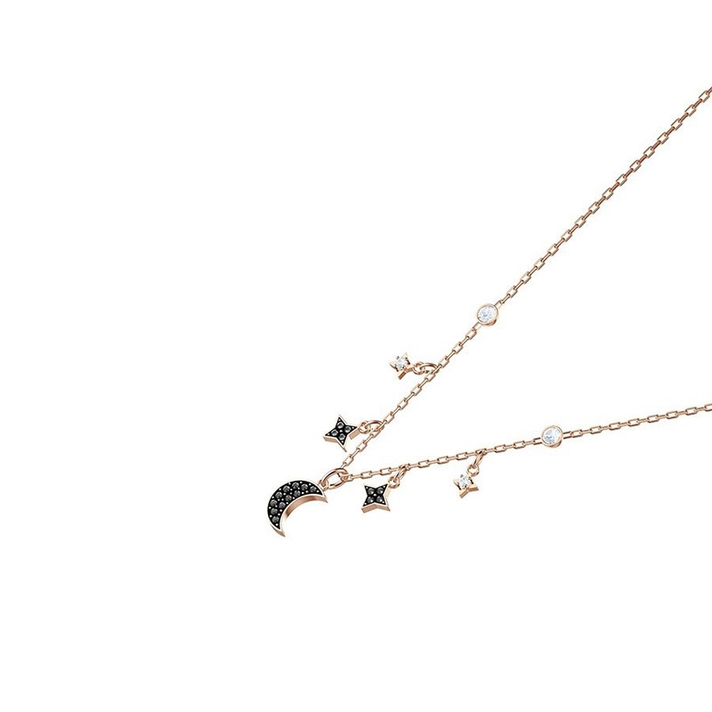 Collier Femme Swarovski Duo Moon, noir plaqué or rose 5429737