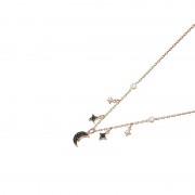 Collier Femme Swarovski Duo Moon, noir plaqué or rose 5429737 Collier Femme Swarovski Duo Moon, noir plaqué or rose 5429737