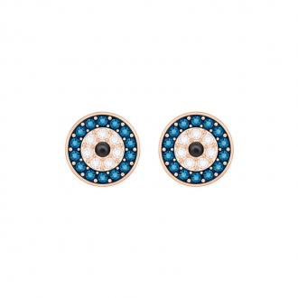 Boucles d'oreilles Swarovski Duo Evil Eye plaqué or rose