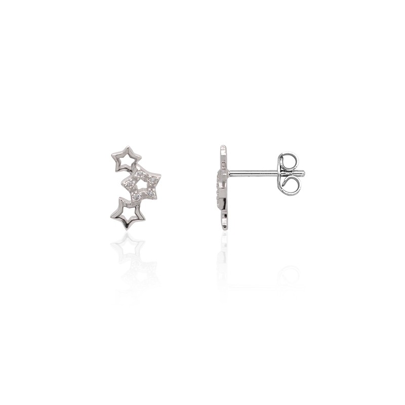 Boucles d'oreilles femme Carador motif étoiles argent 925/000 et oxydes de zirconium