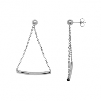 Boucles d'oreilles femme Amporelle pendantes en acier argenté LWB3485-N