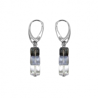 Boucles d'oreille Indicolite Pixel dormeuse 3 carre cristal Gris DO-3CARRE-SINI