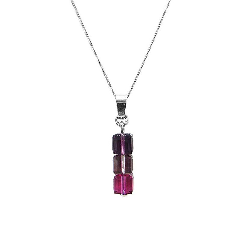 Pendentif Indicolite Pixel 3 carre cristal violet PE-3CARRE-204