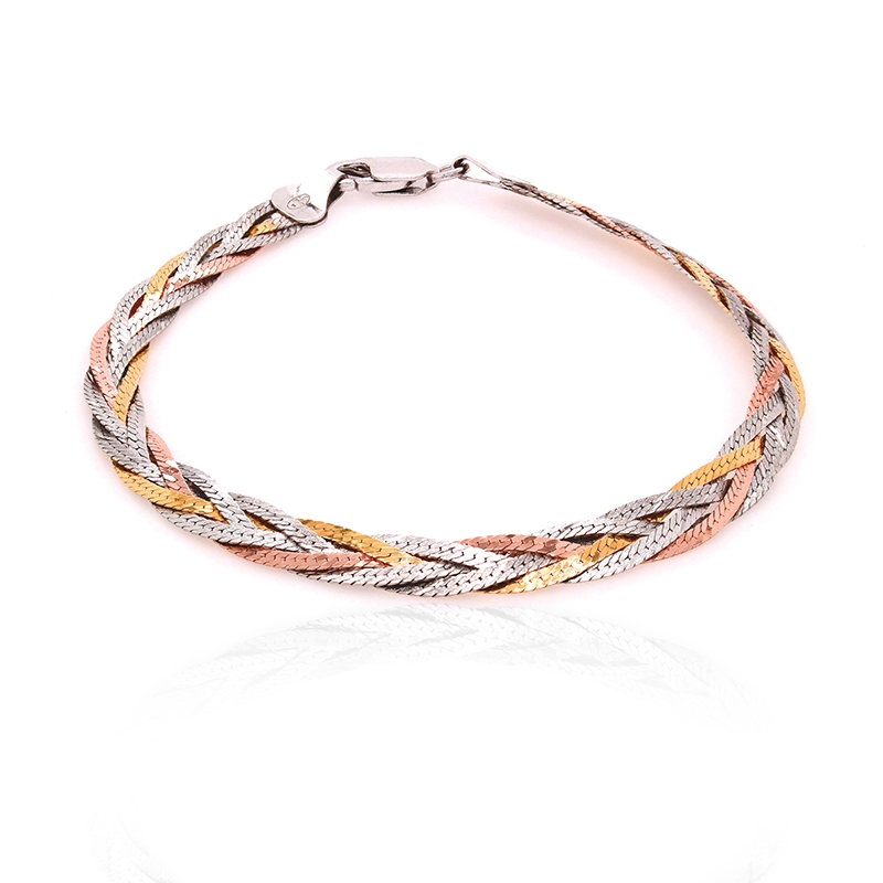 Bracelet Gourmette En Argent 925 Maille Tresse - Fabriqué En France - Occasion Excellent état